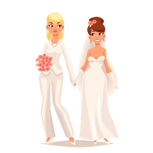 Két leszbikus lányok esküvői — Stock Vector