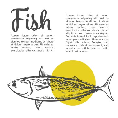 Fish with a yellow spot and lettering inscription clipart