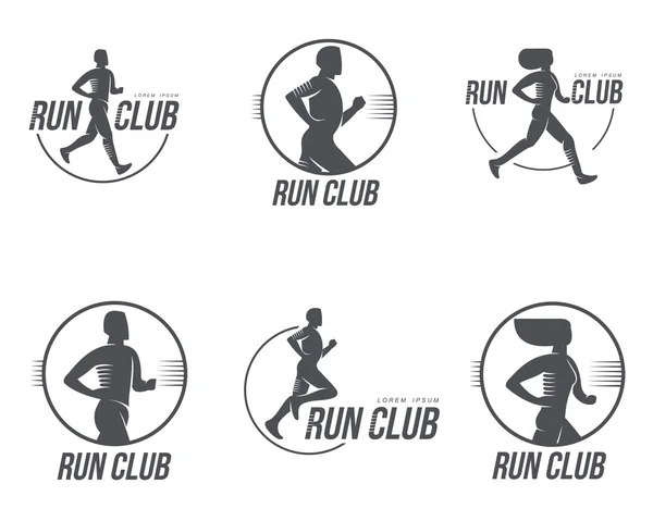 Set di modelli di logo del club in esecuzione — Vettoriale Stock