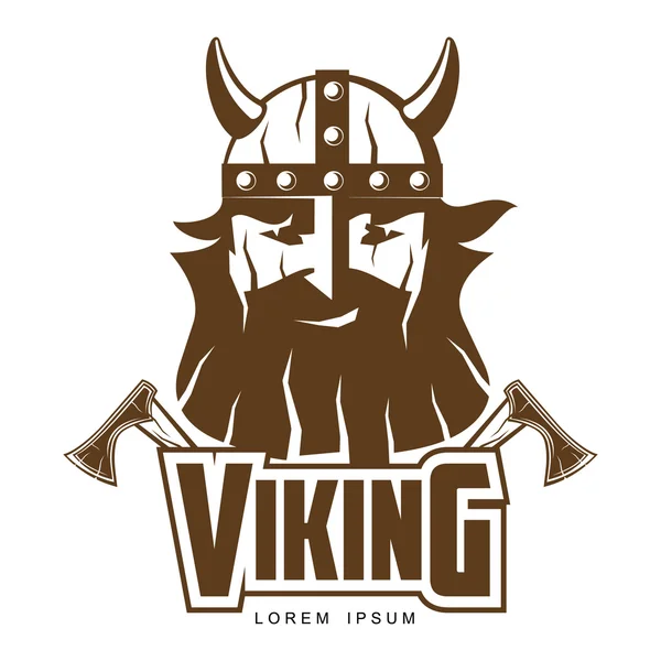 Cabeza vikinga con barba y hachas —  Fotos de Stock