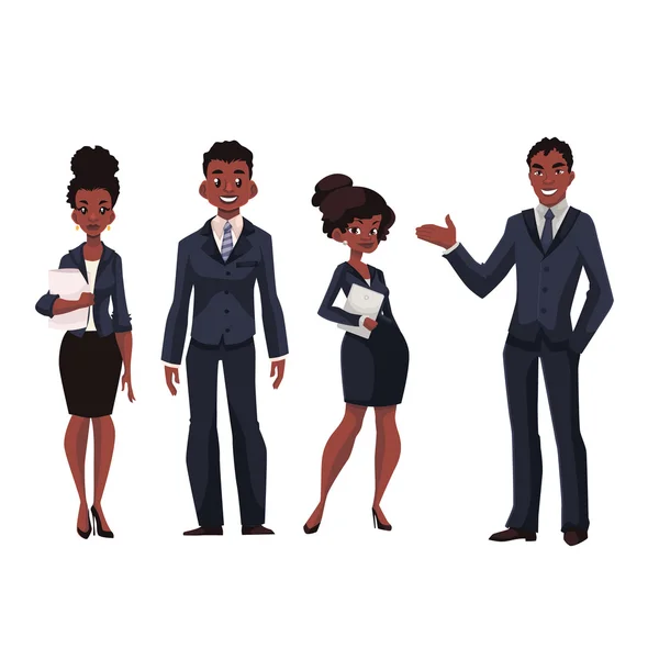 Афроамериканские бизнесмены и деловые женщины — стоковый вектор