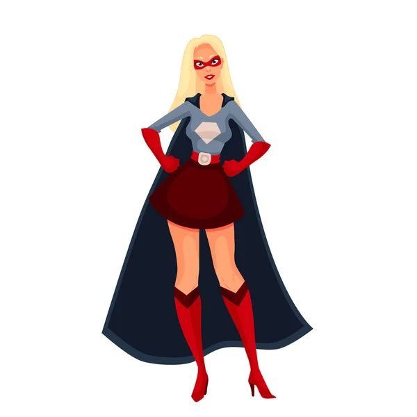 Superhjälte kvinna i cape och business suit — Stock vektor