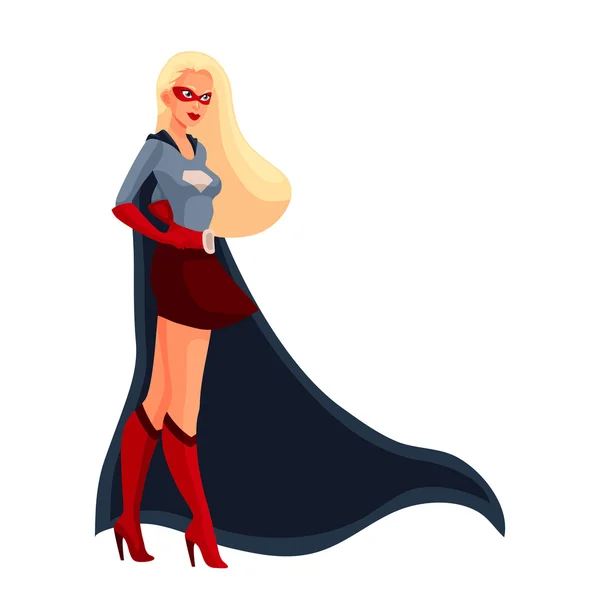 Супергеройська жінка на мисі і діловому костюмі — стоковий вектор