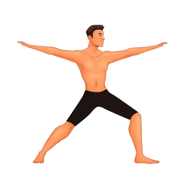 Joven guapo en varias poses de yoga — Vector de stock