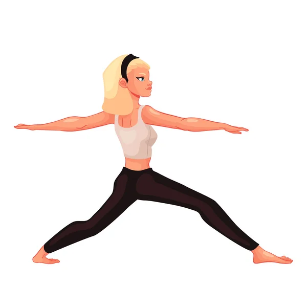 Set con hermosa mujer en varias poses de yoga — Vector de stock