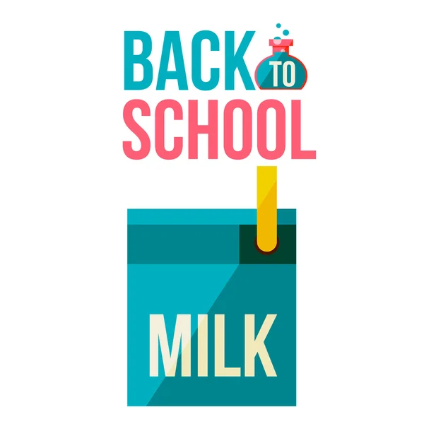 Back to school poster with milk box — Stock Photo, Image
