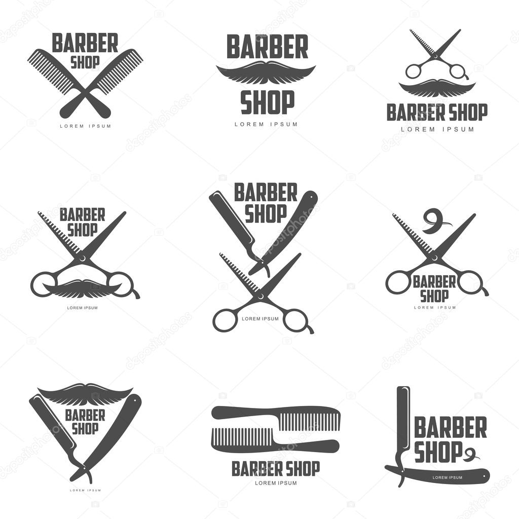 Set Of Vintage Barber Shop Logos Labels Badges Design Elements Stock Vector Image By C Sabelskaya 119933520