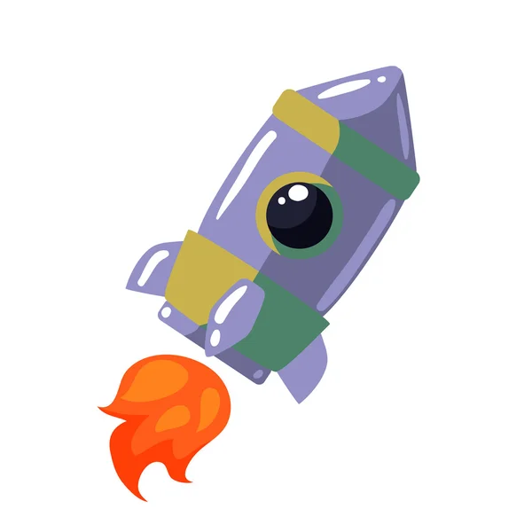 Cartoon rocket in open cosmos illustration — Stock Photo, Image