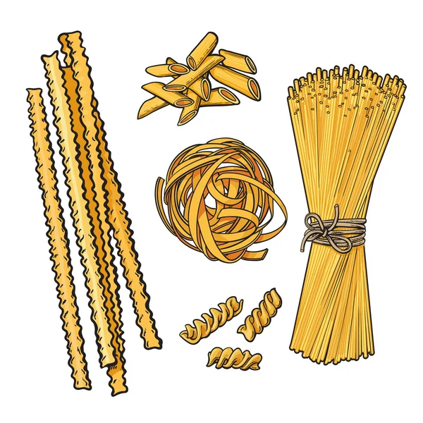 Stor samling av italiensk pasta skiss stil illustration — Stockfoto