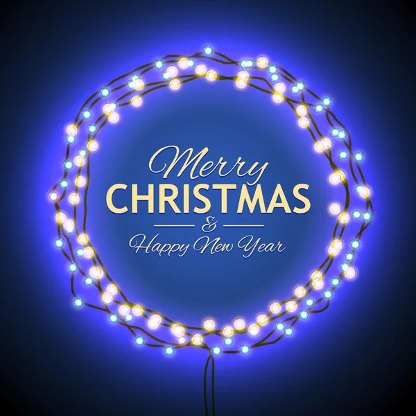 Felicidades a la Navidad con luces azules — Foto de Stock
