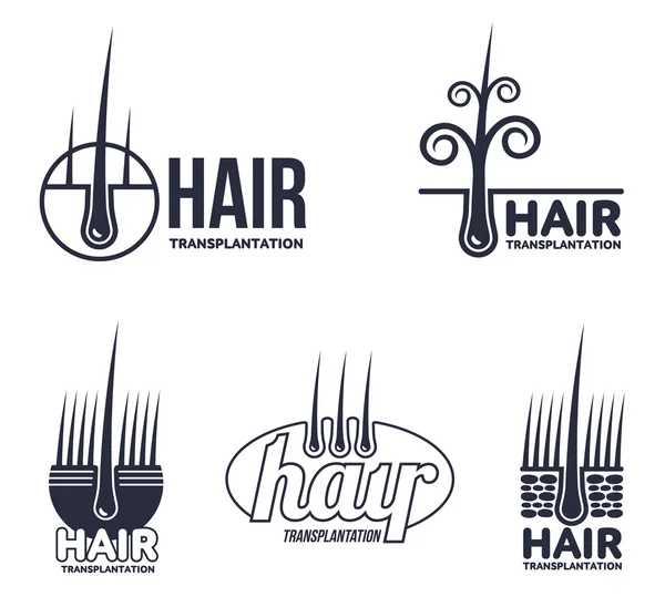 Conjunto de plantillas de logotipo de trasplante de cabello — Foto de Stock
