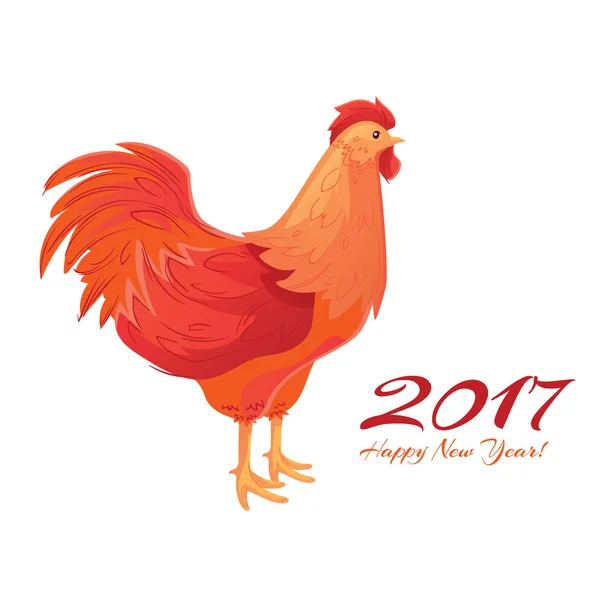 Bunte Neujahrskarte 2017 mit Hahn — Stockvektor