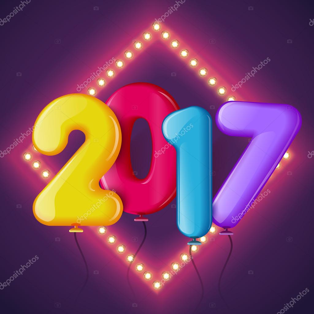 Buon Natale e felice anno nuovo 2017 sfondo illustrazione vettoriale Cartolina d auguri brillante e colorato poster banner disegno dell invito con i