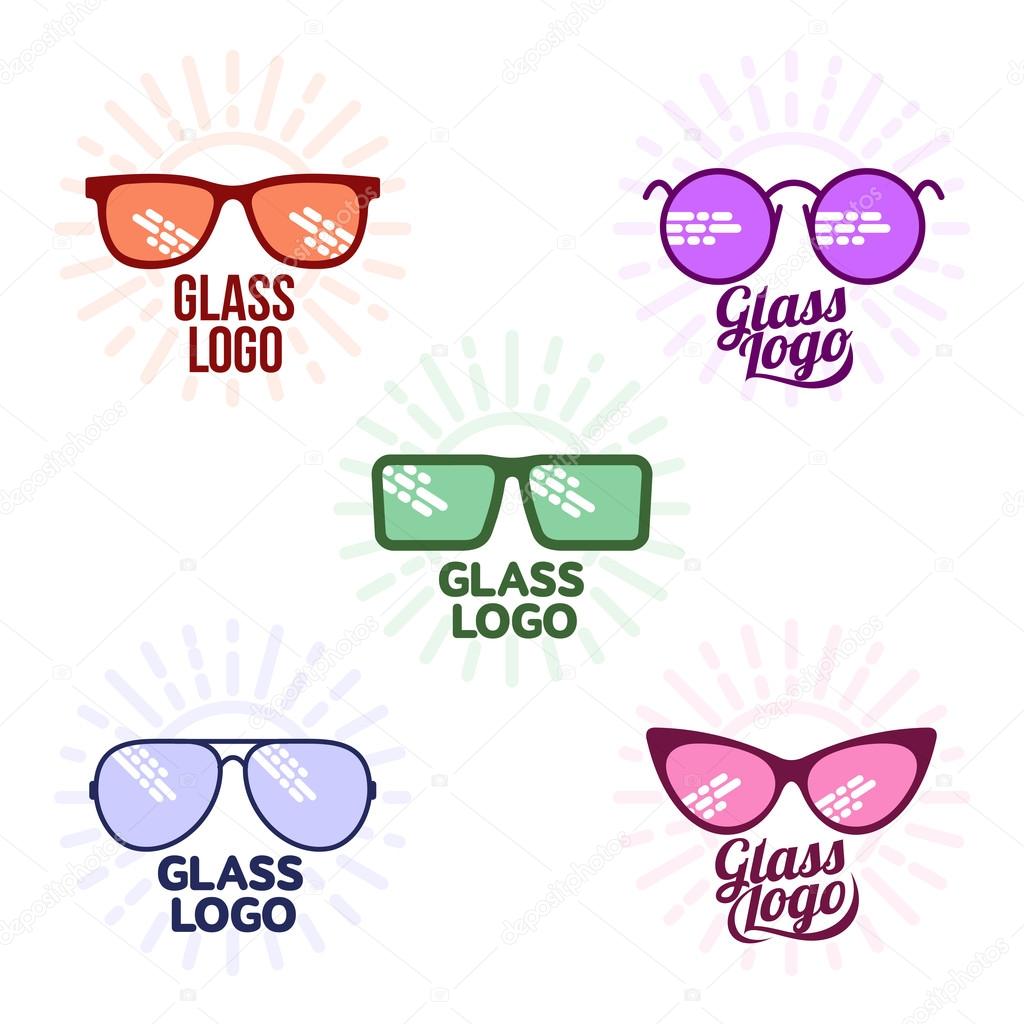 Retro and modern style glasses logo set