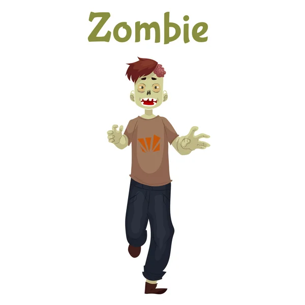 Mann im Zombie-Kostüm zu Halloween — Stockvektor
