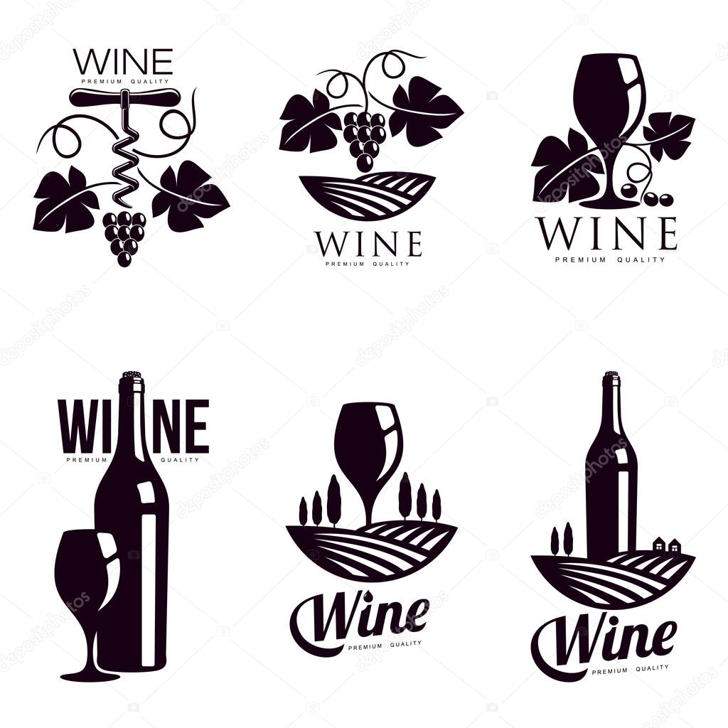 Set of elegant wine logo templates