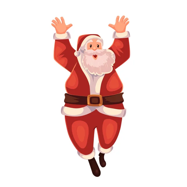 Full length portrait of Santa jumping in delight — Stock Vector