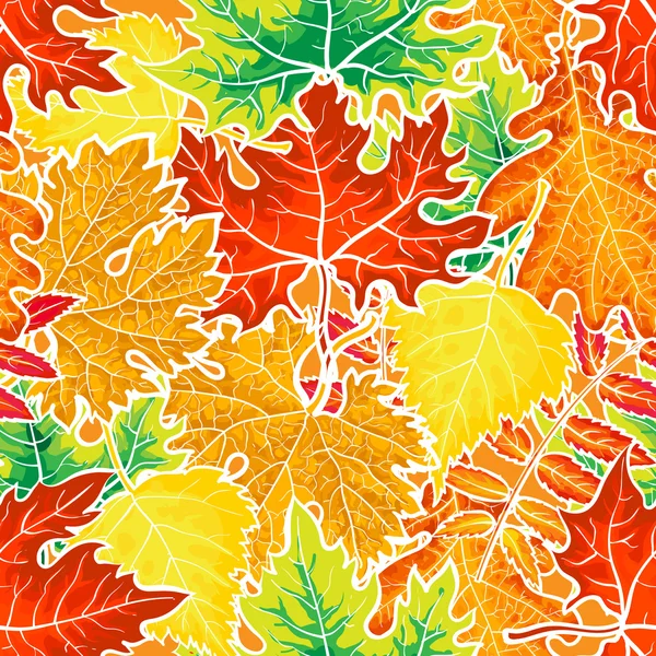 Hojas de otoño brillantes y coloridas patrón sin costuras — Archivo Imágenes Vectoriales