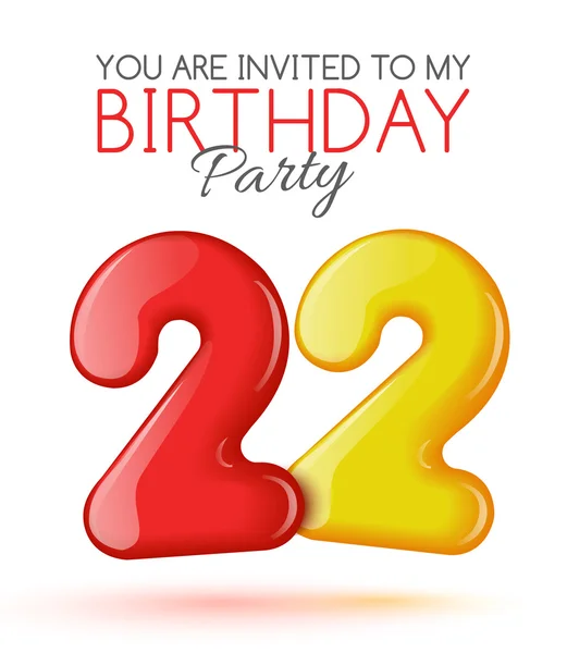 Invitation card for the celebration of 22 years — Stock Photo, Image