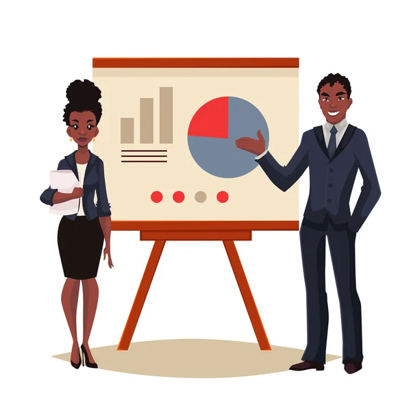 Amerikansk affärsman och affärskvinna håller presentation — Stockfoto