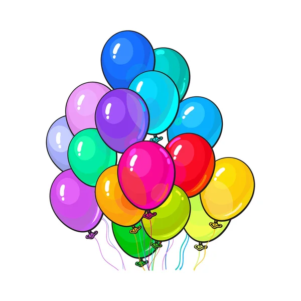 Bos van drie lichte en kleurrijke ballonnen — Stockvector