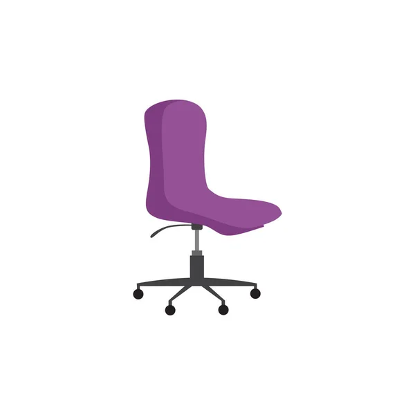 Silla de oficina o sillón con asiento violeta ilustración vectorial plana aislada. — Vector de stock