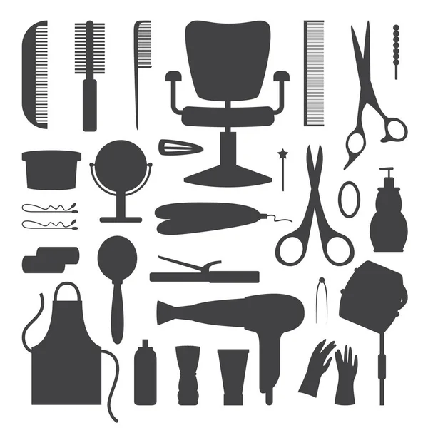 Ensemble d'icônes de l'équipement de coiffeur un vecteur isolé illustrations. — Image vectorielle