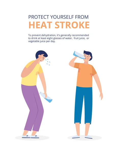 Information banner for protection of heat stroke a vector flat illustration — Stock Vector