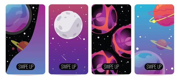 Mobile Banner für Weltraum und Astronomie App oder Spiel, flache Vektorillustration. — Stockvektor
