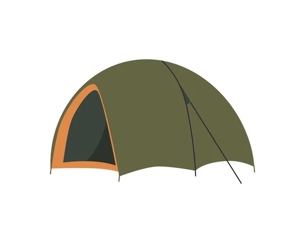 Tenda de acampamento turístico para ícone de desenhos animados de viagem, ilustração vetorial plana isolada. — Vetor de Stock