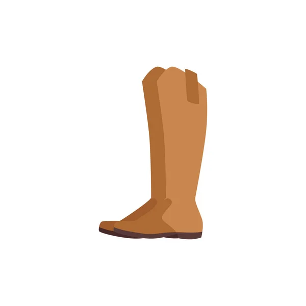 Icône de bottes de cavalier en cuir marron une illustration vectorielle isolée dessin animé plat — Image vectorielle