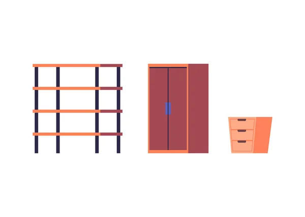 Bureau éléments intérieurs de meubles, dessin animé plat vecteur illustration isolé — Image vectorielle