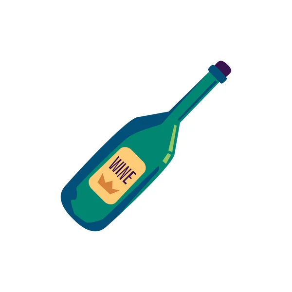 Champaign zielony butelka kreskówka ikona płaski wektor ilustracja izolowane. — Wektor stockowy