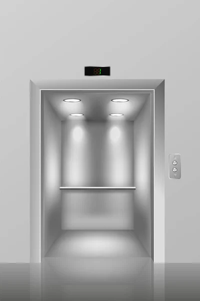 Plantilla de ascensor o ascensor cabina vacía, ilustración vectorial realista. — Vector de stock