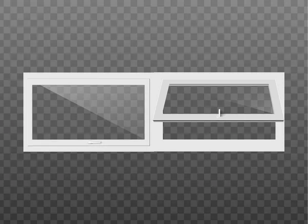 Şeffaf cam-vektör izole resimli gerçekçi plastik beyaz pencere — Stok Vektör