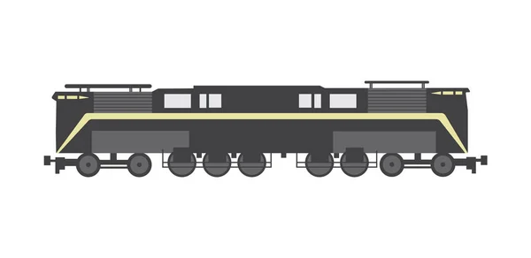 Locomotive railway train car in monochrome flat vector illustration isolated. — Stock Vector