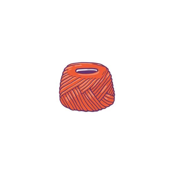 Broderie rouge ou fil à tricoter, illustration vectorielle de croquis isolée. — Image vectorielle