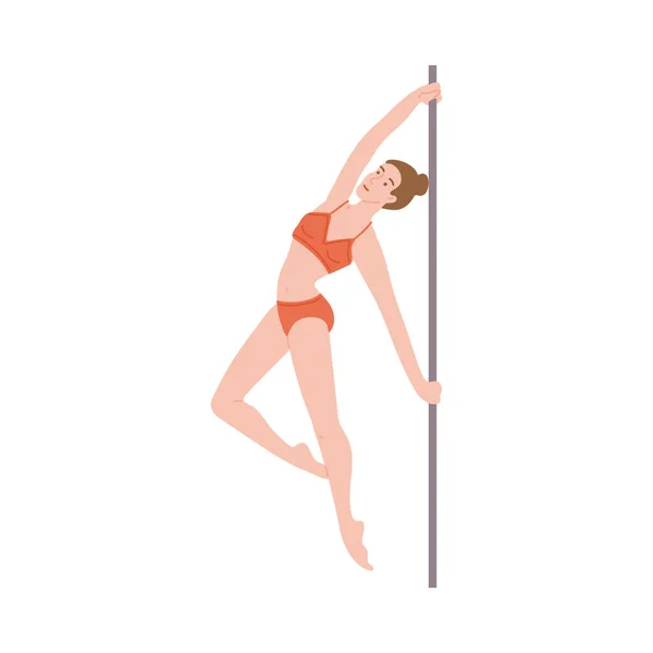 Schöne Pole Dance Mädchen eine flache Karikatur isoliert Vektor Illustration — Stockvektor
