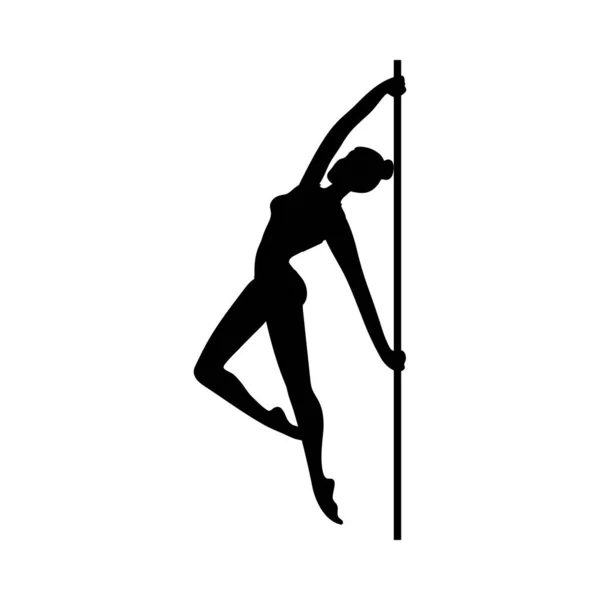 Чорний силует красивої жінки полюса танцівниці Векторні ізольовані ілюстрації — стоковий вектор
