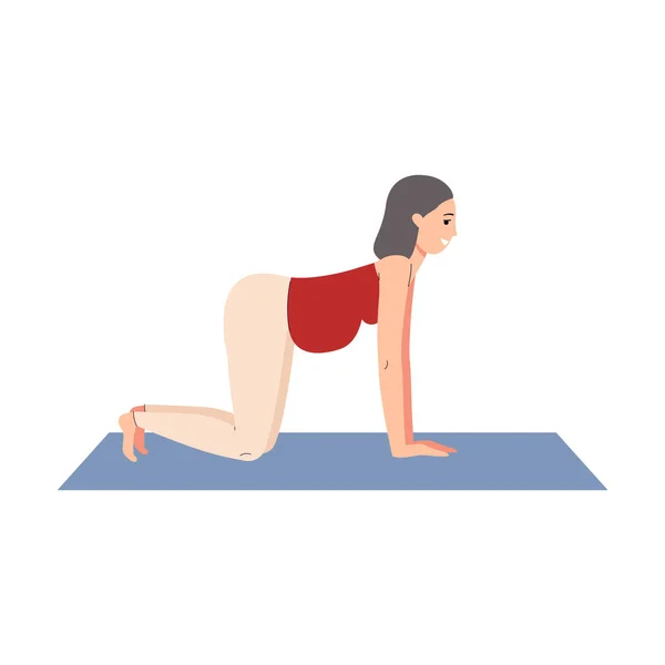 Donna incinta in attesa di bambino che fa yoga, illustrazione vettoriale piatta isolato. — Vettoriale Stock