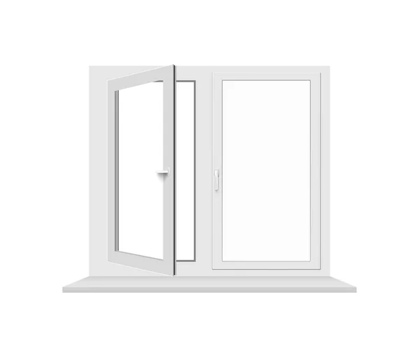 Realistic isolated 3D illustration of glass white plastic window — Stock Vector