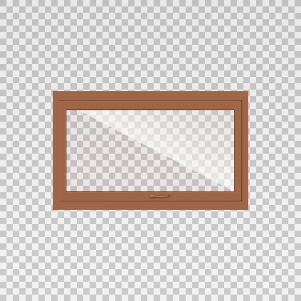 Template van venster horizontaal houten frame realistische vector illustratie geïsoleerd. — Stockvector