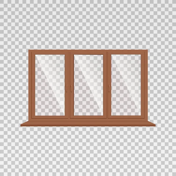 Three section window frame with sill realistic vector illustration isolated. — Stock Vector