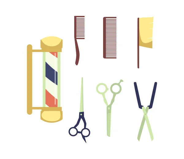 Vektorillustration mit isoliertem Set für die Arbeit als Friseur im Friseursalon — Stockvektor