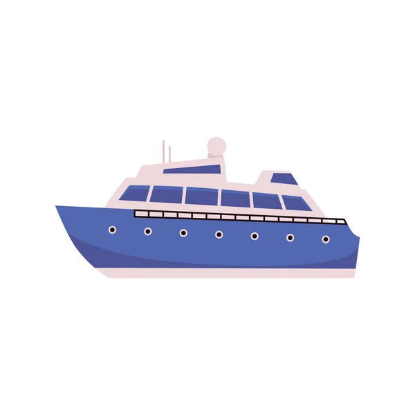 Croisière nautique touristique icône de la bande dessinée de paquebot, illustration vectorielle plat isolé. — Image vectorielle