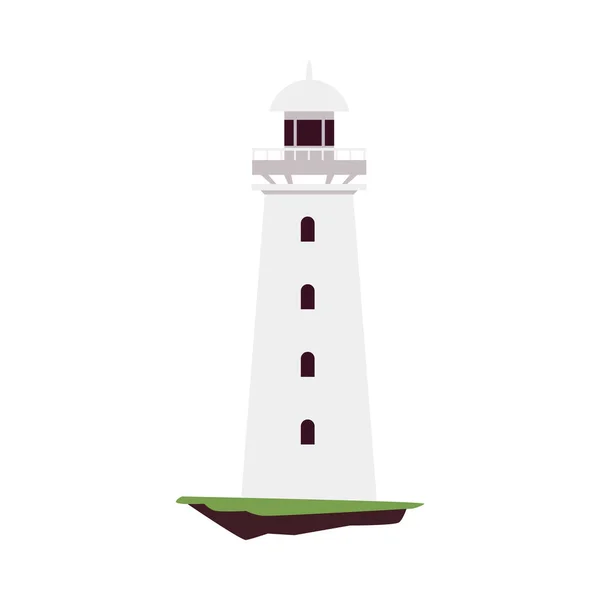 Geïsoleerde pictogram van vuurtoren aan de kust van zee of oceaan een vector illustratie — Stockvector