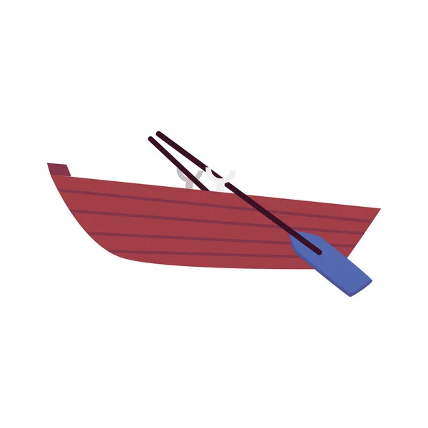 Wooden nautical boat with paddles cartoon isolated flat vector illustration. — Stock Vector