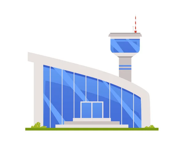 Güzel şehir havaalanının dış tasarımı izole edilmiş bir vektör illüstrasyonu oluşturuyor — Stok Vektör
