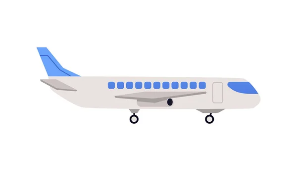 Samolot do przewozu pasażerów widok z boku, płaski wektor ilustracji izolowane. — Wektor stockowy