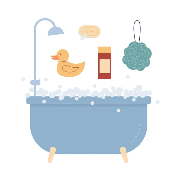 舒适家居浴室元素的收集-病媒图解 — 图库矢量图片